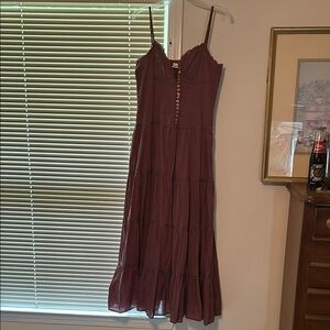 Newport News Purple Pleated Maxi Sundress